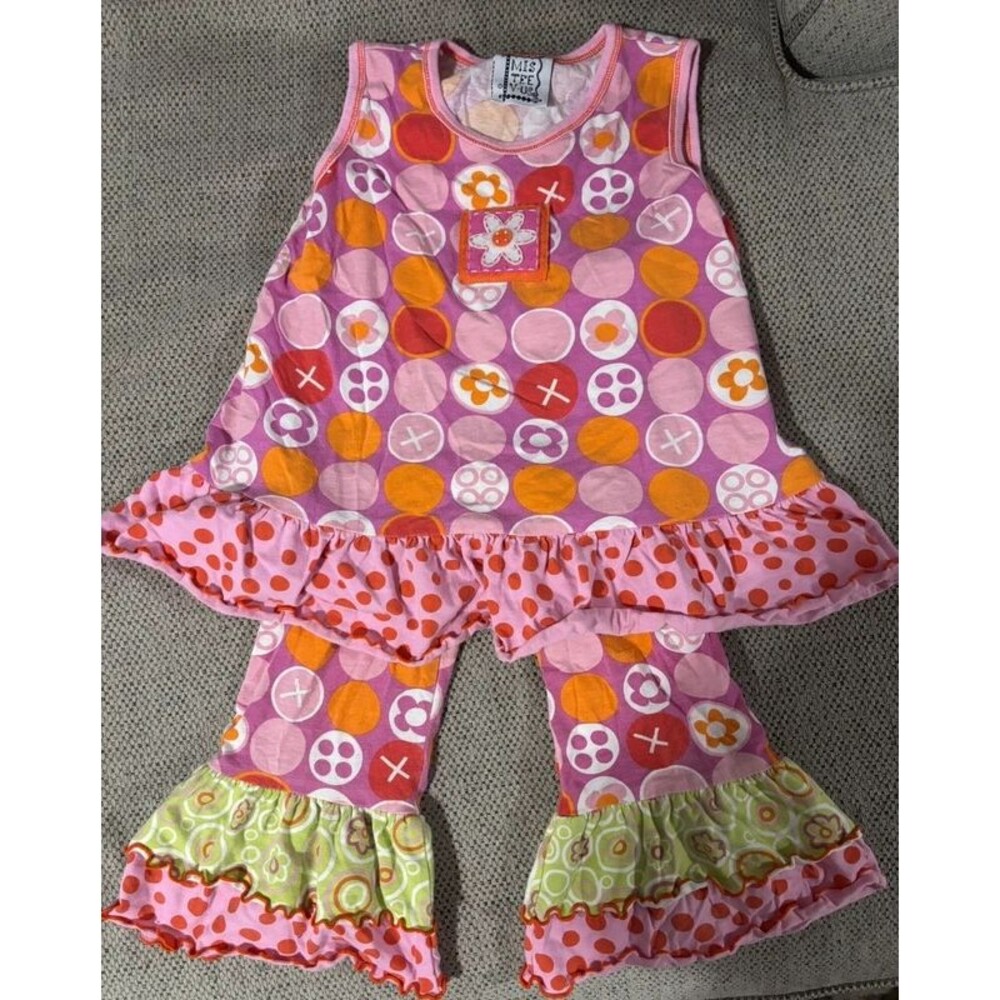 Mis Tee V-Us Girls 5/6 Boutique Ruffle Pants Outfit Y2K Floral